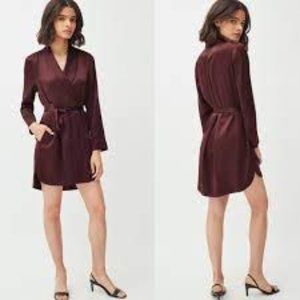Cuyana Plum Washable Silk Belted Robe M